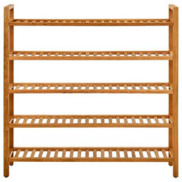 Berkfield Shoe Rack With 5 Shelves 100X27X100 Cm Solid Oak Wood - thumbnail 2