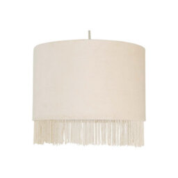 First Choice Lighting Fringed Off White 23Cm Fringed Velvet Pendant Shade - thumbnail 1