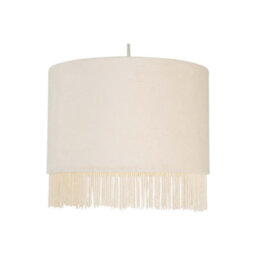 First Choice Lighting Fringed Off White 23Cm Fringed Velvet Pendant Shade - thumbnail 2