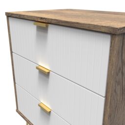 Linear Ready Assembled Matt White Dark Oak Effect 3 Drawer Wide Chest (H)740mm (W)575mm (D)395mm - thumbnail 6