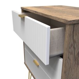 Linear Ready Assembled Matt White Dark Oak Effect 3 Drawer Wide Chest (H)740mm (W)575mm (D)395mm - thumbnail 7
