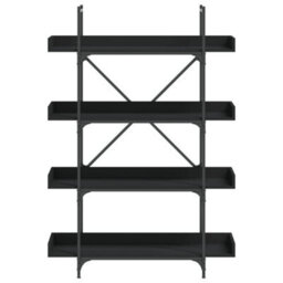 Berkfield Industrial Bookcase 4-Tier Black 100X33X145.5 Cm Engineered Wood - thumbnail 4