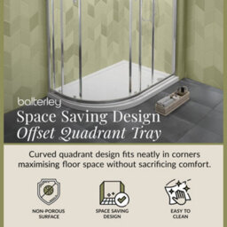 Balterley Shower Tray 1000mm X 800mm Premium Shower Tray, Left Hand Offset Quadrant - White - thumbnail 2