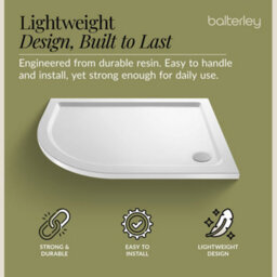 Balterley Shower Tray 1000mm X 800mm Premium Shower Tray, Left Hand Offset Quadrant - White - thumbnail 3