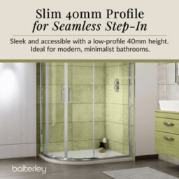 Balterley Shower Tray 1000mm X 800mm Premium Shower Tray, Left Hand Offset Quadrant - White - thumbnail 4
