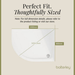 Balterley Shower Tray 1000mm X 800mm Premium Shower Tray, Left Hand Offset Quadrant - White - thumbnail 5