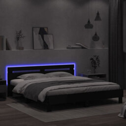 Berkfield Bed Frame With Led Without Mattress Black 180X200 Cm Super King - thumbnail 4