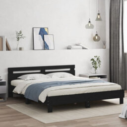 Berkfield Bed Frame With Led Without Mattress Black 180X200 Cm Super King - thumbnail 1