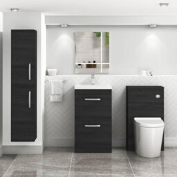 Royal Bathrooms Turin Hale Black 500mm Floor Standing Vanity Unit 2 Drawer With Mid-Edge Basin Sink - thumbnail 4
