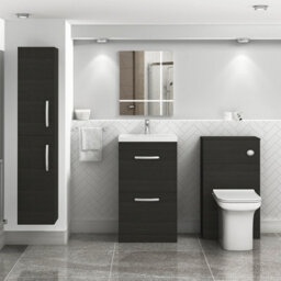 Royal Bathrooms Turin Hale Black 500mm Floor Standing Vanity Unit 2 Drawer With Mid-Edge Basin Sink - thumbnail 2