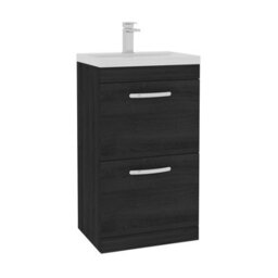 Royal Bathrooms Turin Hale Black 500mm Floor Standing Vanity Unit 2 Drawer With Mid-Edge Basin Sink - thumbnail 6