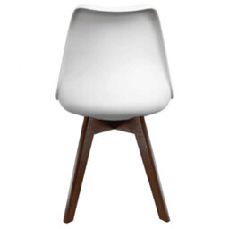 Fusion Living Soho White & Dark Grey Plastic Dining Chair With Squared Dark Wood Legs - thumbnail 4