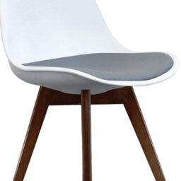 Fusion Living Soho White & Dark Grey Plastic Dining Chair With Squared Dark Wood Legs - thumbnail 3