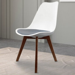 Fusion Living Soho White & Dark Grey Plastic Dining Chair With Squared Dark Wood Legs - thumbnail 2