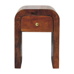 Artisan Furniture Solid Wood Mini Darcy Nightstand With Curved Edges, Brown, 1 Drawer - thumbnail 2