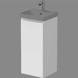 Affine Bathroom Freestanding Vanity Door Unit Only Storage Modern White Gloss 400mm - thumbnail 1