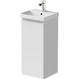 Affine Bathroom Freestanding Vanity Door Unit Only Storage Modern White Gloss 400mm - thumbnail 4