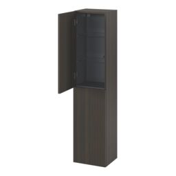 GoodHome Kentia Ribbed Effect Walnut Veneer Bathroom Double Column Cabinet (H)150Cm (W)35Cm - thumbnail 3