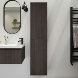 GoodHome Kentia Ribbed Effect Walnut Veneer Bathroom Double Column Cabinet (H)150Cm (W)35Cm - thumbnail 5