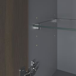 GoodHome Kentia Ribbed Effect Walnut Veneer Bathroom Double Column Cabinet (H)150Cm (W)35Cm - thumbnail 4
