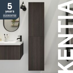 GoodHome Kentia Ribbed Effect Walnut Veneer Bathroom Double Column Cabinet (H)150Cm (W)35Cm - thumbnail 9
