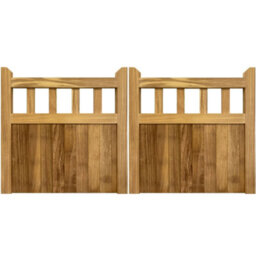 Ruby UK Ruby Iroko Cottage Entrance Gate Pair Durable Mortise & Tenon Wood Gates 4.2M Wide (As Pair) X 0.9M High - thumbnail 2