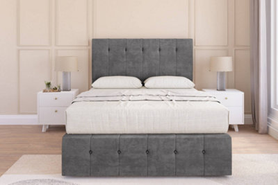"Sloomy Cambridge Steel Plush Divan Bed Set 2 Drawers Left Side - 54"" Floor Standing & 12"" Footboard 5' King" - image 1