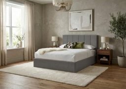 Adore Designs Stafford Plush Velvet Sleigh Bed - 6Ft Super King - Grey - thumbnail 1