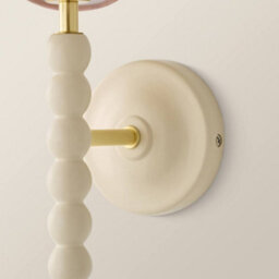 Valuelights Bobbin Cream Bobble Wall Light And Pink Trim Linen Lamp Shade And Bulb - thumbnail 5