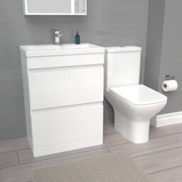Nes Home 600mm White 2 Drawers Basin Vanity Unit & Close Coupled Toilet - thumbnail 5