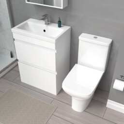 Nes Home 600mm White 2 Drawers Basin Vanity Unit & Close Coupled Toilet - thumbnail 4