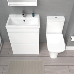 Nes Home 600mm White 2 Drawers Basin Vanity Unit & Close Coupled Toilet - thumbnail 3