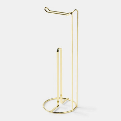 Gold Metal Toilet Roll Holder Freestanding Bathroom Storage Organiser - image 1