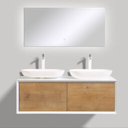 Plum&clay Declan White & Oak Wall Mounted Vanity Unit & Basin Set (W)1200mm (H)400mm - thumbnail 3