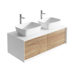 Plum&clay Declan White & Oak Wall Mounted Vanity Unit & Basin Set (W)1200mm (H)400mm - thumbnail 2