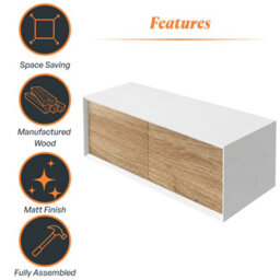 Plum&clay Declan White & Oak Wall Mounted Vanity Unit & Basin Set (W)1200mm (H)400mm - thumbnail 7