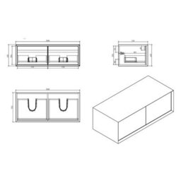 Plum&clay Declan White & Oak Wall Mounted Vanity Unit & Basin Set (W)1200mm (H)400mm - thumbnail 8