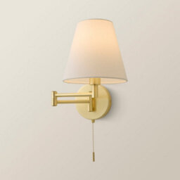 Valuelights Sonia Pair Of Brushed Gold Swing Arm Wall Lights With Tapered Shade - thumbnail 6