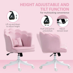 Pink Velvet Office Chair With Petal Shell Back And Lumbar Pillow Vanity Chair - thumbnail 5