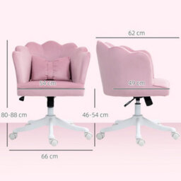 Pink Velvet Office Chair With Petal Shell Back And Lumbar Pillow Vanity Chair - thumbnail 2