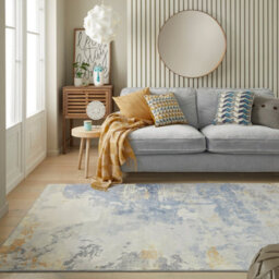 Grey Yellow Abstract Polyester Modern Soft Bedroom, Livingroom Rug - 120Cm X 180Cm - thumbnail 1