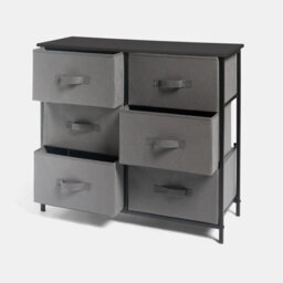 OHS Brooklyn 6 Chest Of Canvas Drawers Storage Organiser With Wood Top - thumbnail 6
