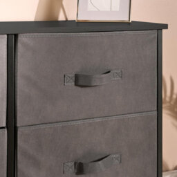 OHS Brooklyn 6 Chest Of Canvas Drawers Storage Organiser With Wood Top - thumbnail 2