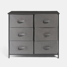 OHS Brooklyn 6 Chest Of Canvas Drawers Storage Organiser With Wood Top - thumbnail 3