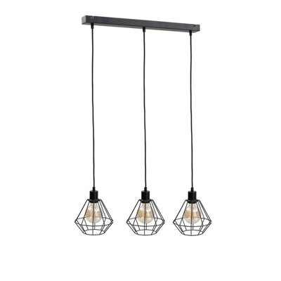 Luminosa Lighting Luminosa Foskal Bar Pendant Ceiling Light Black, 60Cm, 3X E27
