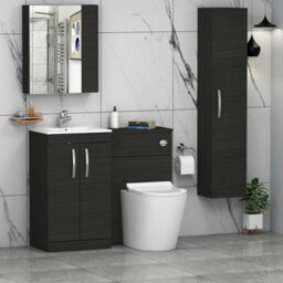 Royal Bathrooms Turin 1000mm Hale Black 2-Doors Minimalist Basin With Cesar Back To Wall Toilet Pack - thumbnail 3