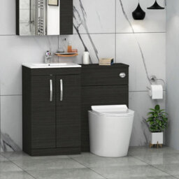 Royal Bathrooms Turin 1000mm Hale Black 2-Doors Minimalist Basin With Cesar Back To Wall Toilet Pack - thumbnail 1