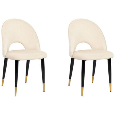 Beliani Set Of 2 Dining Chairs Magalia Velvet Light Beige - image 1
