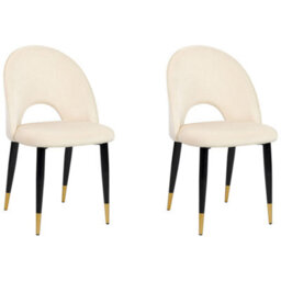 Beliani Set Of 2 Dining Chairs Magalia Velvet Light Beige - thumbnail 1