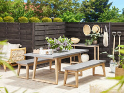 Beliani Garden Dining Table Oria 180 Cm 90 Cm Concrete Grey - thumbnail 2